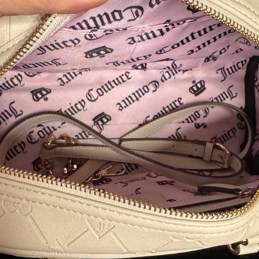Juicy Couture Exclusive Beige Satchel with Red Heart and Bear Charm